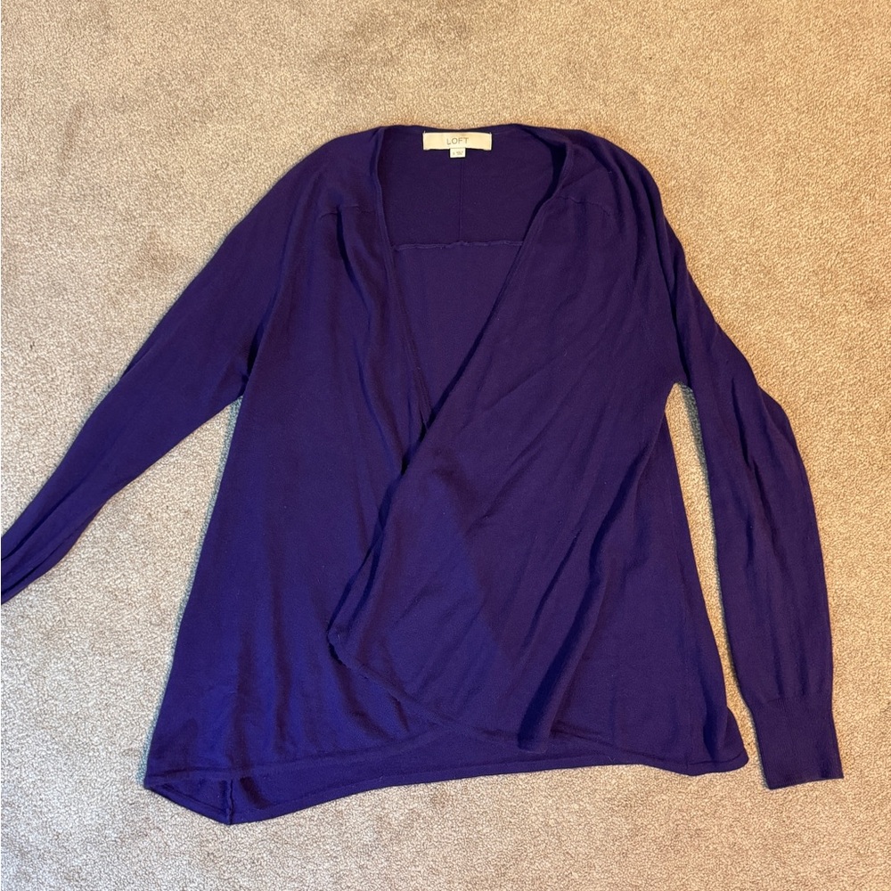 LOFT Deep Purple Knit Cardigan